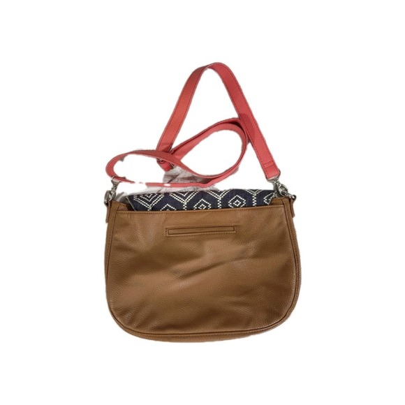 Thirty One Studio Classic Convertible Pebbled Leather Crossbody Bag Khaki Navy - Picture 2 of 6